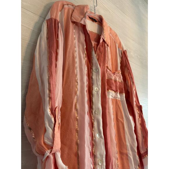 Club Z Collection Striped Rayon Eyelet Top Blouse Size 2X - Picture 5 of 6